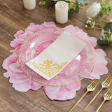 10 Pack Pink Peony Flower Disposable Table Mats, 14" Cardboard Paper Floral Placemats - 400GSM