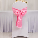 5 Pack Pink Lamour Satin Chair Sashes, Chair Bows - 6x106inch