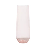 12 Pack Transparent Blush Plastic Champagne Flutes Reusable Stemless Glasses#whtbkgd