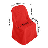 Red Polyester Folding Chair Cover, Reusable Stain Resistant Slip On Chair Cover