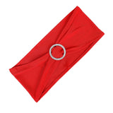 5 pack | 5"x14" Red Spandex Stretch Chair Sash with Silver Diamond Ring Slide Buckle