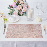 6 Pack Rose Gold Metallic Vinyl Placemats, Non-Slip Wheat Design Rectangle Table Mats 12"x18"