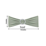 5 Pack | Sage Green Spandex Stretch Chair Sashes with Silver Diamond Ring Slide Buckle