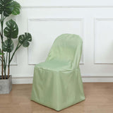 Sage Green Polyester Folding Chair Cover, Reusable Stain Resistant Slip On Chair Cover