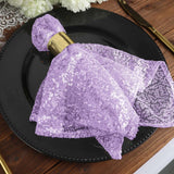 20inch x 20inch Lavender Lilac Premium Sequin Cloth Dinner Napkin | Reusable Linen