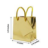 5inch Shiny Metallic Gold Foil Paper Party Favor Bags With Handles, Small Gift Wrap Goodie Bags