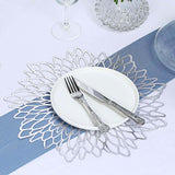 6 Pack Silver Vinyl Placemats, Decorative Floral Non-Slip Round Dining Table Mats 15"