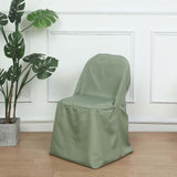 Dusty Sage Green Polyester Folding Chair Cover, Reusable Stain Resistant Slip On Chair Cover