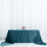 90Inchx156Inch Peacock Teal Seamless Premium Velvet Rectangle Tablecloth, Reusable Linen