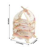 3 Tier White Peach Birdcage Cardboard Dessert Display Stand With Floral Print, 18inch Cake Display