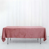 60"x102" Dusty Rose Premium Velvet Rectangle Tablecloth, Reusable Linen