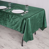 60"x102" Hunter Emerald Green Premium Velvet Rectangle Tablecloth, Reusable Linen