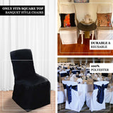 White Polyester Square Top Banquet Chair Cover, Reusable Slip On Chair Cover