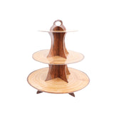 14inch 3-Tier Natural Wood Plank Print Cardboard Cupcake Dessert Stand. Disposable Treat#whtbkgd