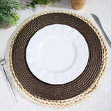 6 Pack | 13inch Natural Brown Rattan-Like Disposable Round Charger Plates