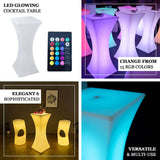 18inch x 43inch Cordless LED Rechargeable Light Up Cocktail Table Furniture