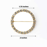 2inch Gold Diamond Circle Metal Chair Sash Bow Pin, Rhinestone Chair Wrap Band Buckle Brooch