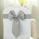 5 Pack | Silver | Reversible Chair Sashes with Buckle | Double Sided Pre-tied Bow Tie Chair Bands | Satin & Faux Leather