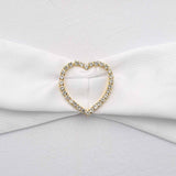 2inch Gold Diamond Heart Metal Chair Sash Bow Pin, Rhinestone Chair Wrap Band Buckle Brooch