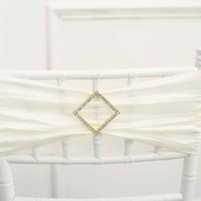 2inch Gold Diamond Metal Chair Sash Bow Pin, Rhinestone Chair Wrap Band Buckle Brooch