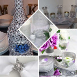 4 inch x 10 Yards Silver Fleur Diamond Rhinestone Ribbon Wrap Roll, DIY Craft Ribbon