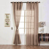 2 Pack | Handmade Beige Faux Linen Curtains 52x96inch Curtain Panels With Chrome Grommets