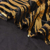 12x108inch Black Gold Wave Mesh Table Runner With Embroidered Sequins