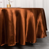 108" Cinnamon Brown Smooth Satin Round Tablecloth