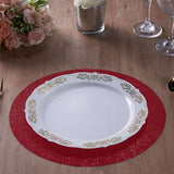 6 Pack | Burgundy Sparkle Placemats, Non Slip Decorative Round Glitter Table Mat