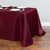 90x132Inch Burgundy Satin Seamless Rectangular Tablecloth