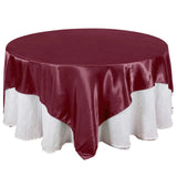 90"x90" Burgundy Satin Square Table Overlay