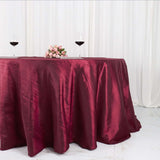 132inch Burgundy Accordion Crinkle Taffeta Seamless Round Tablecloth