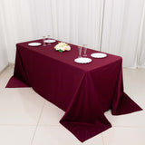 90x132inch Burgundy Premium Scuba Wrinkle Free Rectangular Tablecloth, Seamless Scuba Polyester