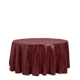 120" Burgundy Premium Sequin Round Tablecloth