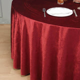 120inch Burgundy Seamless Premium Velvet Round Tablecloth, Reusable Linen