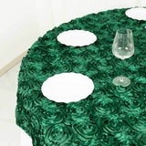 72inch x 72inch Hunter Emerald Green 3D Rosette Satin Table Overlay