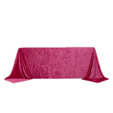 Fuchsia Seamless Premium Crushed Velvet Rectangle Tablecloth - 90x132inch for 6 Foot Table