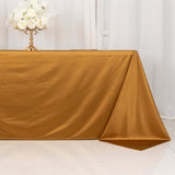 90x132inch Shimmer Gold Premium Scuba Rectangle Tablecloth, Wrinkle Free Seamless Polyester