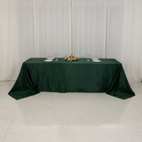 90x156inch Hunter Emerald Green Seamless Lamour Satin Rectangle Tablecloth for 8 Foot Table