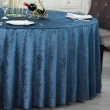 120inch Navy Blue Seamless Premium Velvet Round Tablecloth, Reusable Linen