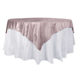 72x72Inch Mauve Premium Velvet Table Overlay, Square Tablecloth Topper