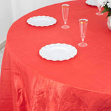 132inch Red Accordion Crinkle Taffeta Seamless Round Tablecloth