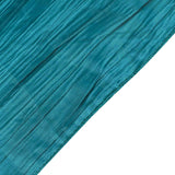 72x72Inch Peacock Teal Accordion Crinkle Taffeta Table Overlay, Square Tablecloth Topper