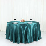 120inch Peacock Teal Satin Round Tablecloth