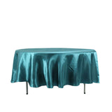 108" Peacock Teal Satin Round Tablecloth