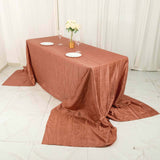 Terracotta (Rust) Accordion Crinkle Taffeta Seamless Rectangular Tablecloth - 90x156inch