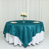 90x90Inch Accordion Crinkle Taffeta Table Overlay - Peacock Teal