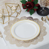 6 Pack Gold Vinyl Placemats, Vintage Floral Lace Non-Slip Dining Table Mats 15"