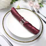 5 Pack | Burgundy Accordion Crinkle Taffeta Dinner Napkins | 20x20Inch