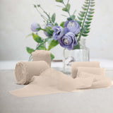 2 Pack | 6yds Nude Silk-Like Chiffon Ribbon Roll, DIY Wedding Bouquet Linen Wrap#whtbkgd